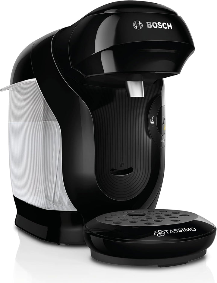 Mașină cu capsule Bosch Tassimo Style Friendly TAS112E, Peste 70 de băuturi, Potrivită pentru toate paharele, Complet automată, Durabilă, Economie de spațiu, 1400 W, Negru