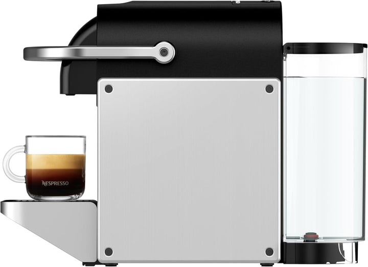 Aparat de cafea cu capsule Nespresso De'Longhi Pixie EN127.S, două butoane de selecție directă, mod eco, design compact, sistem de presiune de 19 bar, 1260W, argintiu/negru