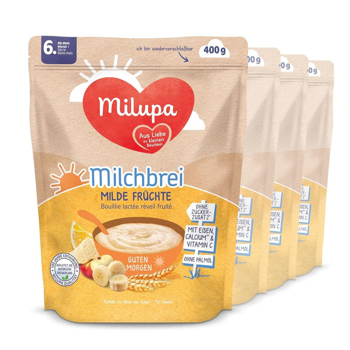 Milupa Milchbrei Sanfter Start – Glutenfreier Babybrei Ohne Palmöl – Frei Von Konservierungs- Und Farbstoffen – Ab Dem 5. Monat – 4 X 400 G