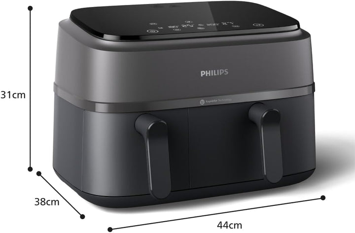 Philips Dual Basket Airfryer 3000-Serie Mit Frühstücksset, 9L, 2 Schubladen, Synch-Funktion, Rapid Air Technologie, Vielseitige Große Heißluftfriteuse Für Die Familie