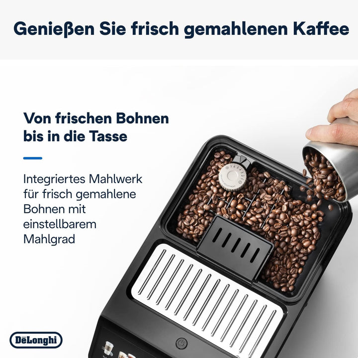 De'Longhi Eletta Explore ECAM452.57.G Aparat de cafea complet automat cu sistem de lapte Lattecrema, Băuturi calde și reci la apăsarea unui buton, Ecran color TFT tactil de 3,5 inch, Cafetieră inclusă, negru