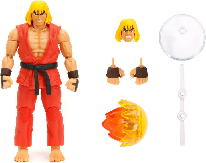 Jada Toys Street Fighter Figure Guile (15 Cm) - Personaj mobil de colecție și de acțiune din Street Fighter 2: The Final Challengers, cu cap, mâini și accesorii alternative, vârsta 13+