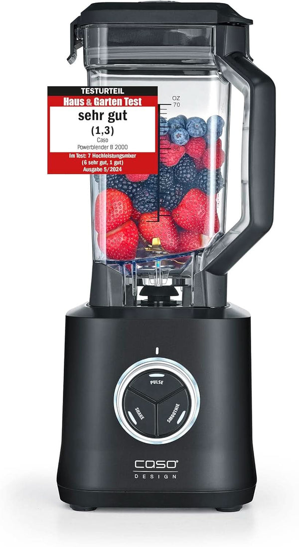 CASO Powerblender B 2000 - Profi Standmixer, 30.000 U/Min, 2000 Watt, Bruchsicherer Tritan-Mixbehälter (2 L), Bpa-Frei, Pulse-, Shake-, Smoothie-Funktion, 8-Fach Messer-System Mit Titanbeschichtung