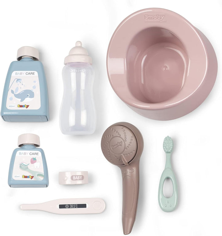 Smoby - Cadă pentru păpuși Baby Nurse - Cadă pentru păpuși cu biberon și o mulțime de accesorii, accesorii pentru păpuși până la 42 cm, pentru copii de la 3 ani, 220366