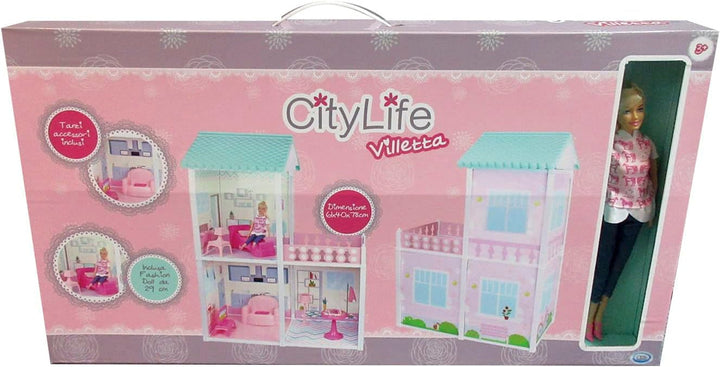 City Life - Villetta cu 3 camere și accesorii Dimensiune Playset asamblat 61 X 40 X 78 Cm