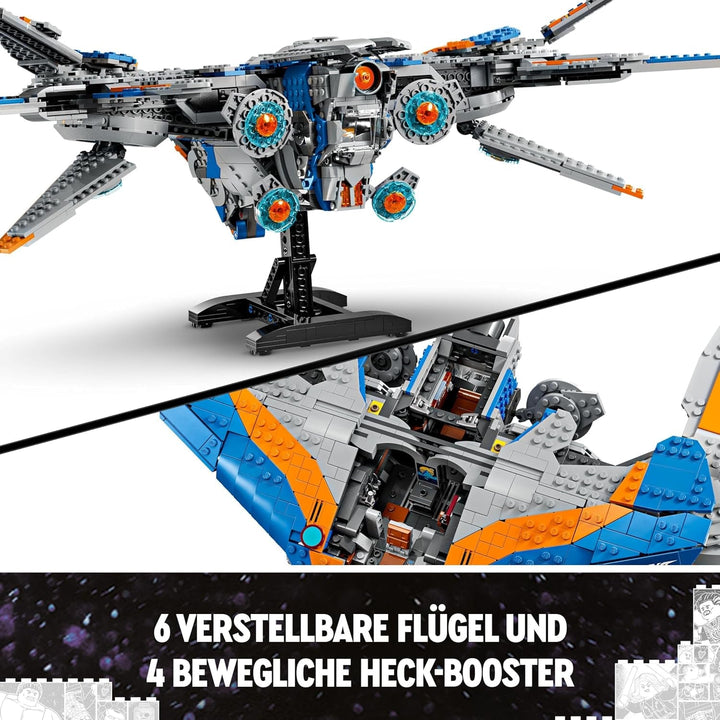 LEGO Marvel Guardians of the Galaxy: The Milano, model construibil de navă spațială cu 4 minifigurine de supereroi, Avengers Flyer pentru aventuri spațiale, cadou pentru băieți și fete 76286