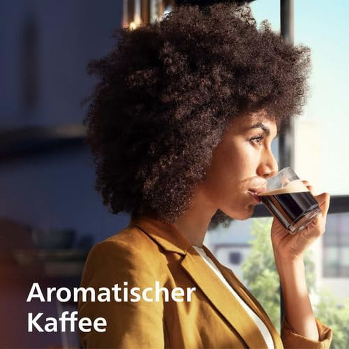 Philips Seria 5500 Mașină automată de cafea - Sistem de lapte Lattego, 20 de specialități de cafea caldă și rece, 40% mai silențioasă cu Silentbrew, pornire rapidă, negru și argintiu (EP5546/70)