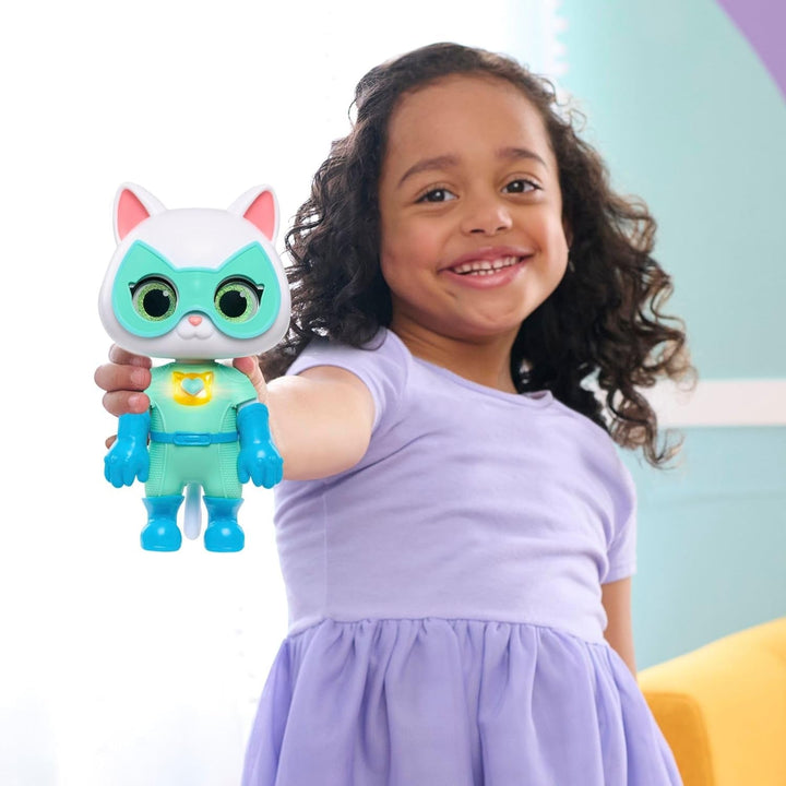Just Play Disney Junior Superkitties, 20 Cm Big Cat Strong Transformable Bitsy, 9 piese, jucărie pentru copii de la 3 ani