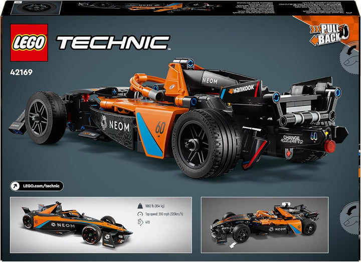 Mașină de curse LEGO Technic NEOM Mclaren Formula E, jucărie cu mașină de curse pentru copii de la 9 ani, băieți și fete, kit de mașină model, decor pentru camera copiilor, idee de cadou pentru ziua de naștere 42169