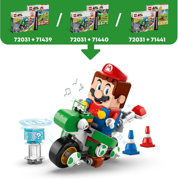 LEGO Super Mario: Mario Kart - Yoshi Bike, set de aventuri Nintendo de colecționat, cadou pentru copii, băieți, fete și gameri de la 7 ani, set de colecție cu figura Yoshi 72031