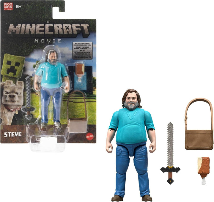 Mattel Minecraft Story Set cu 4 figurine de acțiune și 3 accesorii, Encounters In The Overworld Set, inspirat de un film Minecraft, jucărie de colecție, JFR70