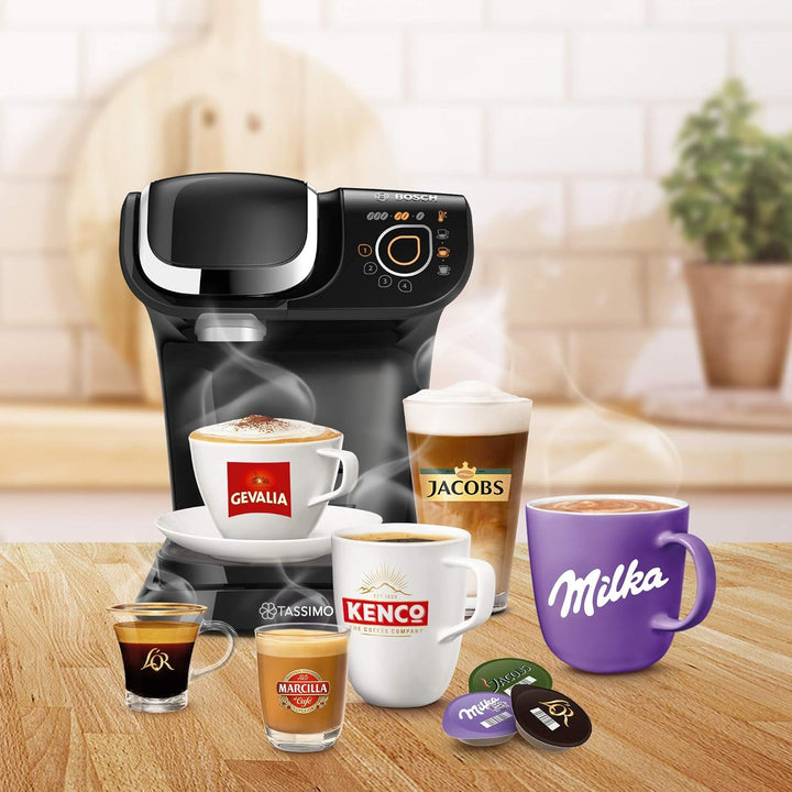 Aparat de cafea cu capsule Tassimo My Way 2 TAS6502 de la Bosch, Cu filtru de apă, Peste 70 de băuturi, Personalizare, Complet automat, Preparare ușoară, 1.500 wați, 1,3 litri, Negru