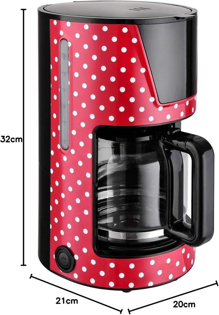 Kalorik TKG CM 1045.1 RWD Cafetieră cu filtru Cu ulcior de sticlă de 1,5 litri, 900 W, roșu/alb