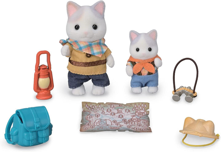 Sylvanian Families - 5763 Set explorator de aventură cu două figuri, pisici de lapte, tată și băiat, figură de animale, jucărie detaliată pentru copii de la 3 ani