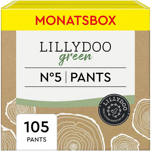 LILLYDOO Green Umweltschonende Pants, Größe 5 (12-17 Kg), Monatsbox (105 Pants)