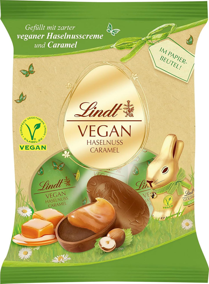 Lindt Schokolade Vegan Haselnuss Eier | 90 G Beutel | Kakaoerzeugnis Aus Hafermehl Gefüllt Mit Haselnuss-Creme | Oster Schokolade | Ostereier | Vegane Schokoeier