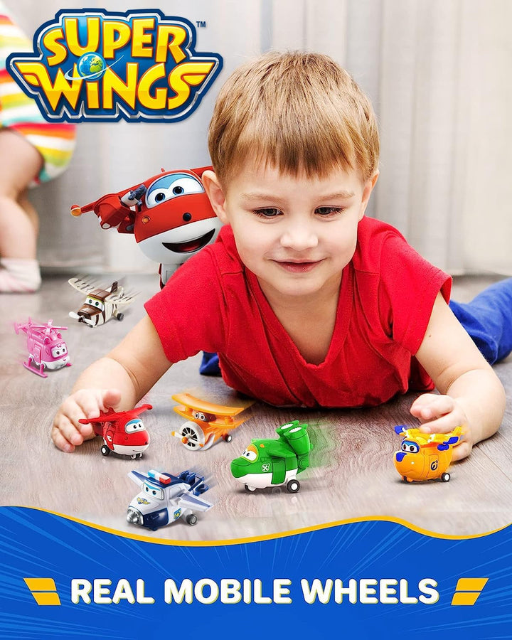 Super Wings Transform-A-Bots World Airport Crew - Seria 1 - Crew Collector's Pack - 15 figuri de jucărie - Figuri de 5,1 cm