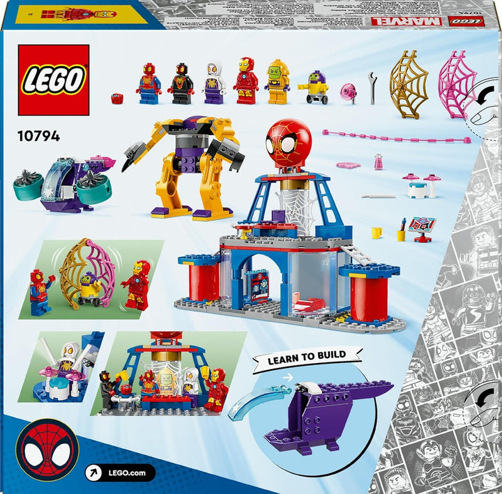 LEGO Marvel Sediul central al echipei lui Spidey, Spider-Man jucărie cu vehicul și Mech, cadou pentru băieți și fete de la 4 ani, care sunt fani ai serialului TV Spidey și super prietenii săi 10794