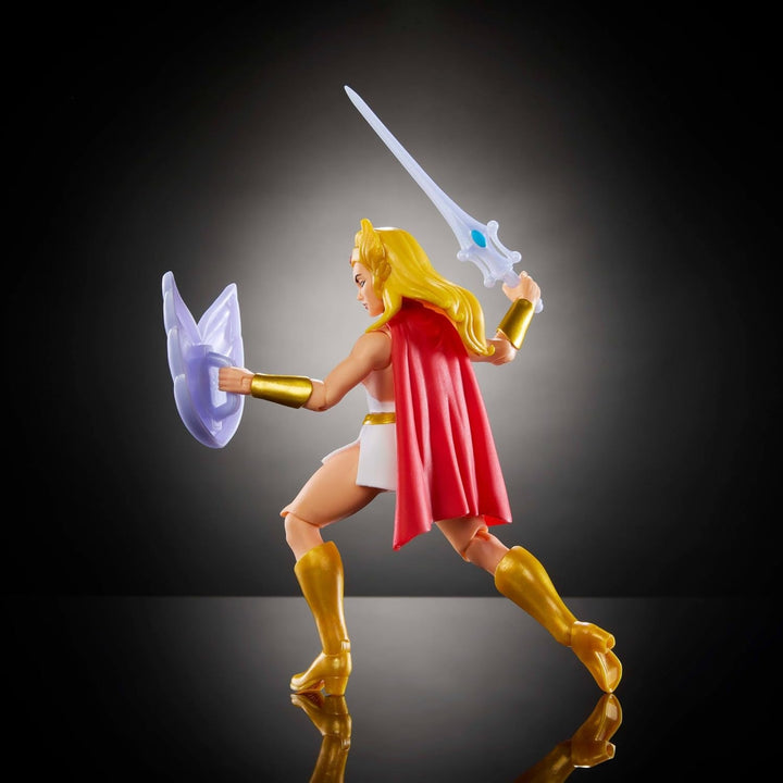 Masters of the Universe Origins figurină de acțiune She-Ra din colecția de desene animate, aproximativ 14 cm înălțime, eroină din televiziunea anilor 1980, prințesa puterii, design detaliat și accesorii, JBM76