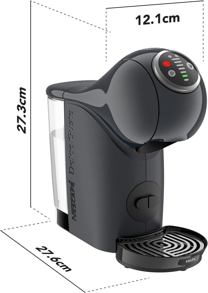 NESCAFÉ Dolce Gusto Genio S plus by KRUPS, mașină de cafea cu capsule, Espresso Boost, selecție de temperatură, băuturi calde și reci, presiune pompă 15 bar, rezervor de apă 0.8L, 1500 wați, Cosmic Grey, KP340B