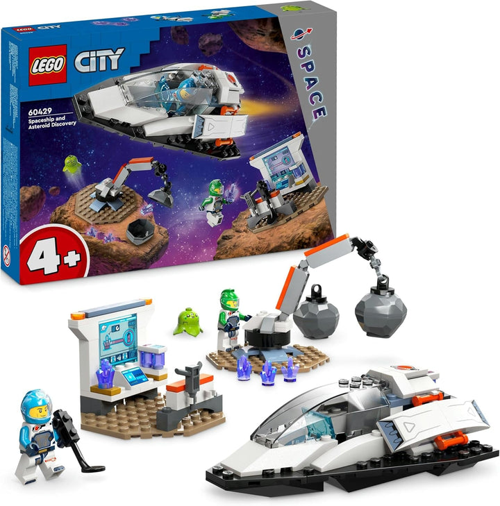LEGO City Space Asteroid Recovery, jucărie spațială cu navă spațială, stație spațială, 2 minifigurine și o figurină extraterestră, cadou pentru copii, băieți și fete de la 4 ani 60429