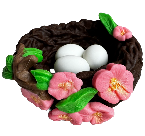 Edible decoration of sugar paste, bird nest