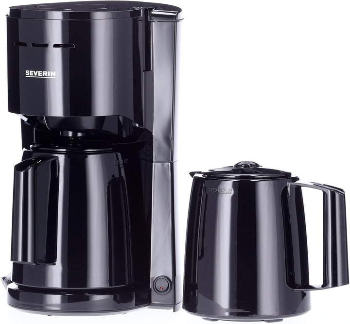SEVERIN filtru de cafea cu 2 carafe termos, filtru de cafea pentru până la 8 cești per carafă, filtru de cafea cu 2 carafe cu vid, negru, KA 9307