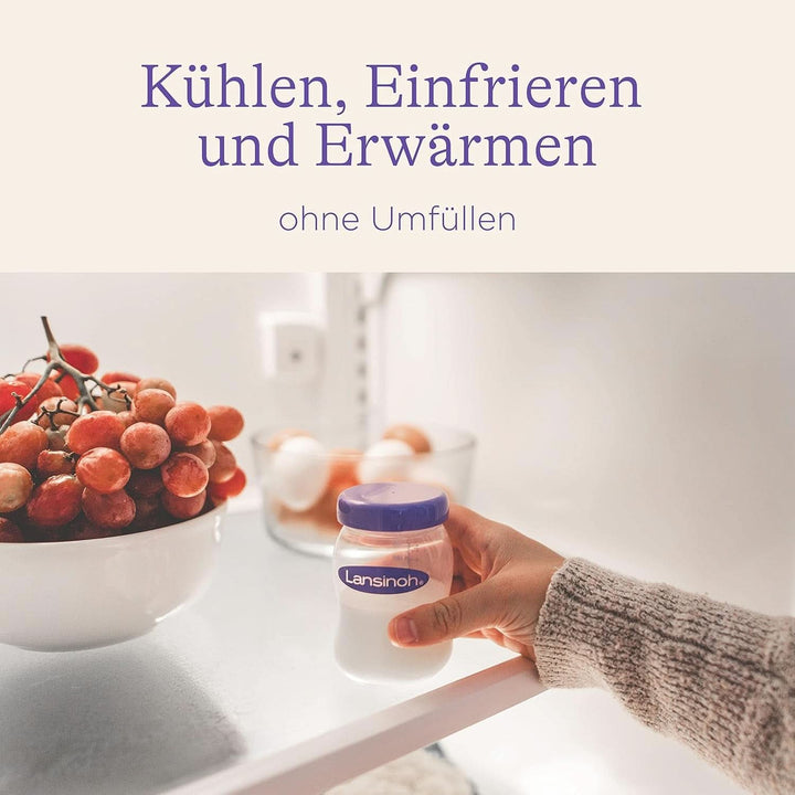 Lansinoh Muttermilchflaschen, 4 Stück - Zur Sicheren Aufbewahrung Von Muttermilch Und Brei - 160 Ml