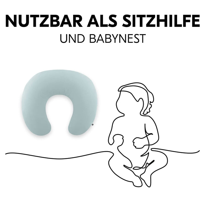 Hauck Baby Stillkissen Mit Mikroperlenfüllung Nurse N Feed Mit Baumwoll Bezug, Härtegrad Anpassbar, Inkl. Tragetasche, Waschbar (Eukalyptus)