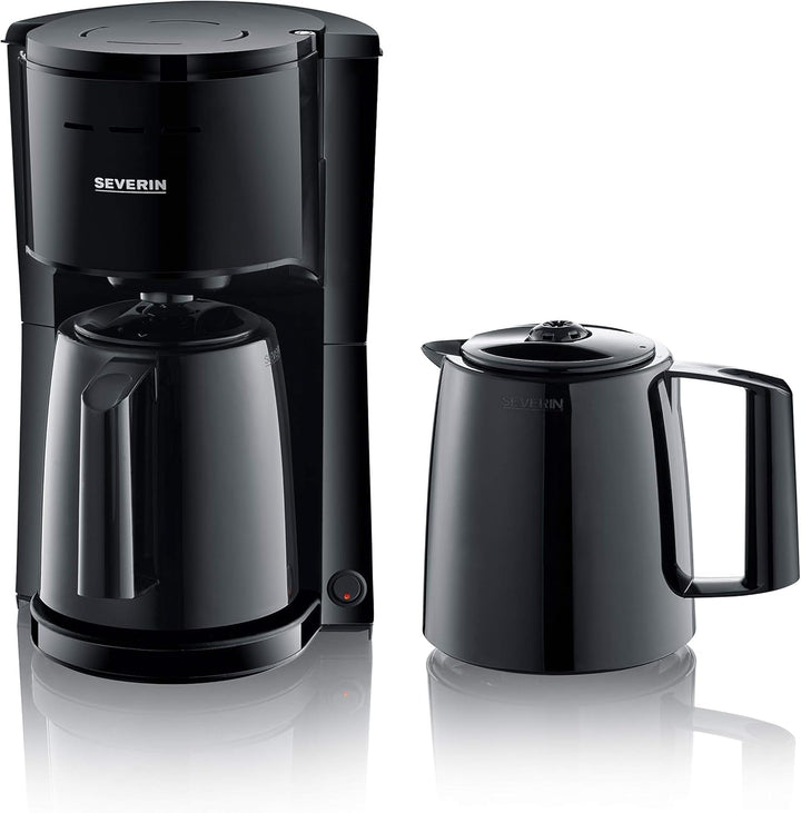 SEVERIN filtru de cafea cu 2 carafe termos, filtru de cafea pentru până la 8 cești per carafă, filtru de cafea cu 2 carafe cu vid, negru, KA 9307