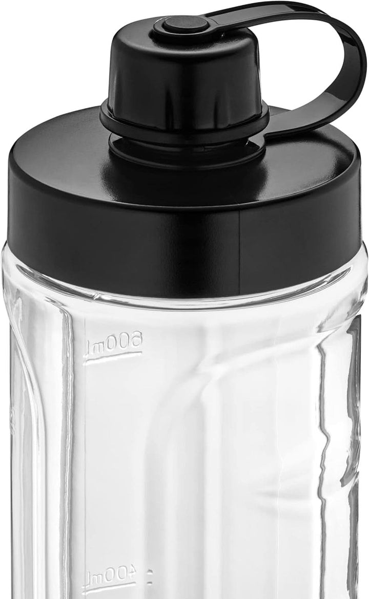 WMF Küchenminis Smoothie-To-Go, Mini Standmixer Mit Zwei Mix-/Trinkbehältern 0,6L, Mixer Hochleistungsmixer 300 W, Edelstahl Matt, Schwarz