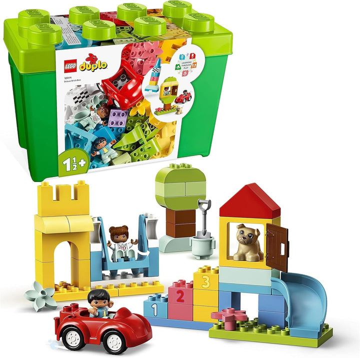 LEGO 10914 DUPLO Deluxe Brick Box, jucărie educativă cu cărămizi și cutie de depozitare, cutie creativă pentru bebeluși și copii mici de la 1,5 la 3 ani, set cadou