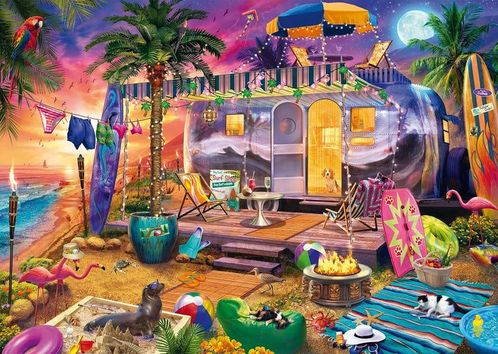 Schmidt Spiele 58573 Jeff Haynie, Mit Dem Wohnwagen Am Meer, puzzle jigsaw 1000 piese