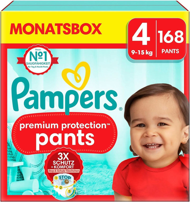 Pampers Baby Nappies Pantaloni mărimea 5 (12-17Kg) Premium Protection, Junior cu buzunar Stop and Protect, 144 scutece Panty