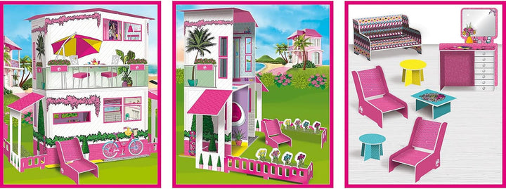 Lisciani - BARBIE Dollhouse - Barbie Dream Villa On Two Floors - 3D House To Build, Decorate And Design - Creative Craft And Construction Toy For Children 4 Years And Up