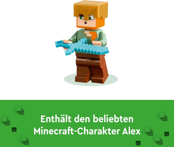 LEGO Minecraft The Armoury, set de jocuri cu figuri de eroi, arme de jucărie și figura Alex, jucărie de acțiune pentru băieți și fete, cadou pentru gameri și copii de la 7 ani 21252