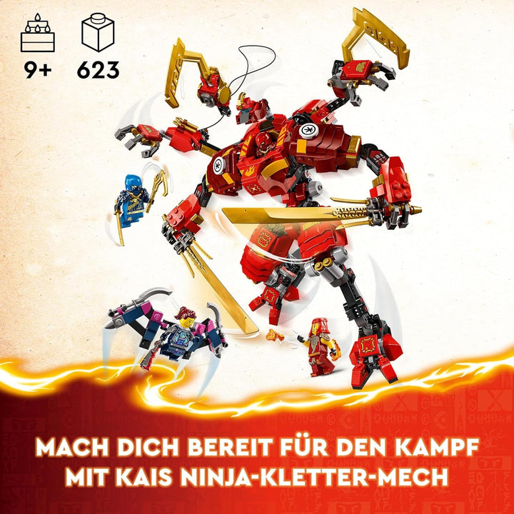 LEGO NINJAGO Kai's Ninja Climbing Mech Set, Jucărie Ninja cu figurină de acțiune construibilă și 4 mini figurine, set de aventură pentru copii, cadou de ziua de naștere pentru băieți și fete de 9 ani 71812