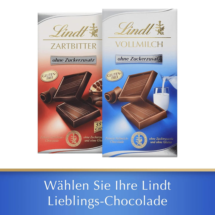 Lindt Schokolade Vollmilch Ohne Zuckerzusatz | 100 G Tafel | Feinste Und Ohne Gluten | Schokoladengeschenk