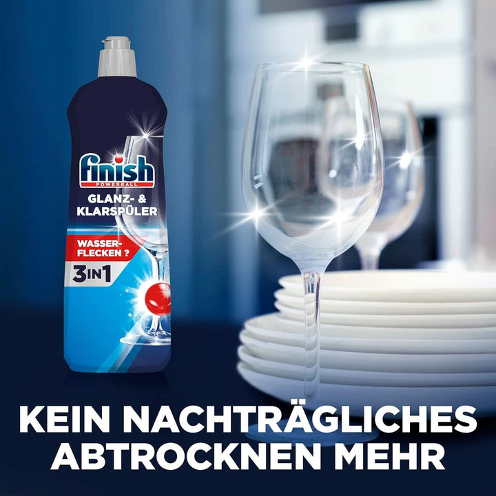 Finish Shine & Rinse Aid - Pentru vase strălucitoare și uscate, fără pete de apă - Megapack de 800 ml (pachet de 3)