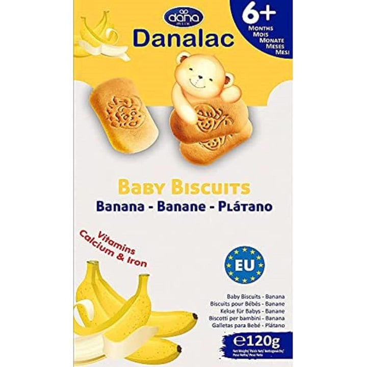 Danalac Babykekse Banane, 120 G Snacks Und Nahrung Für Kleinkinder Ab 6 Monaten Mit Kalzium, Eisen Und Vitaminen