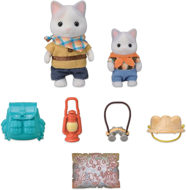 Sylvanian Families - 5763 Set explorator de aventură cu două figuri, pisici de lapte, tată și băiat, figură de animale, jucărie detaliată pentru copii de la 3 ani