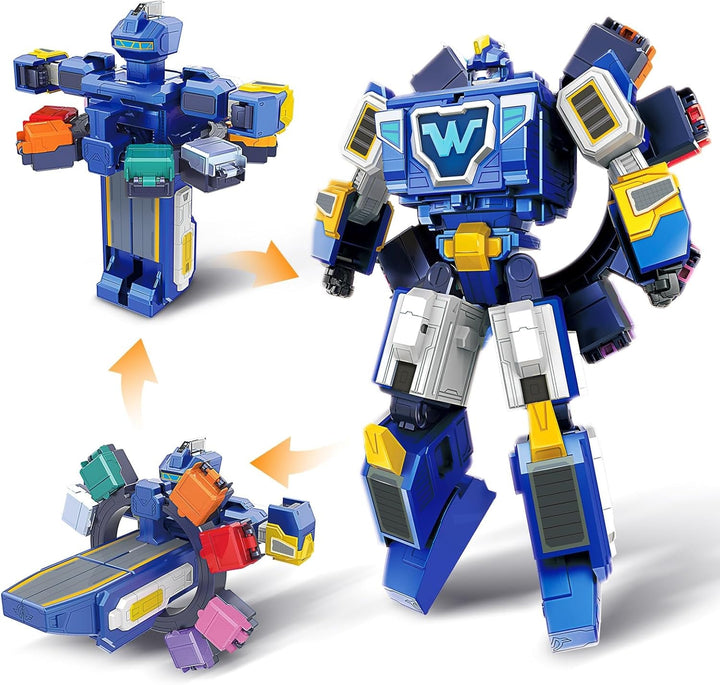 Super Wings 2-In-1 Mini World Aircraft Transforming Robot cu efecte luminoase și sonore, jucărie transformabilă pentru fete și băieți de la 3 ani, albastru