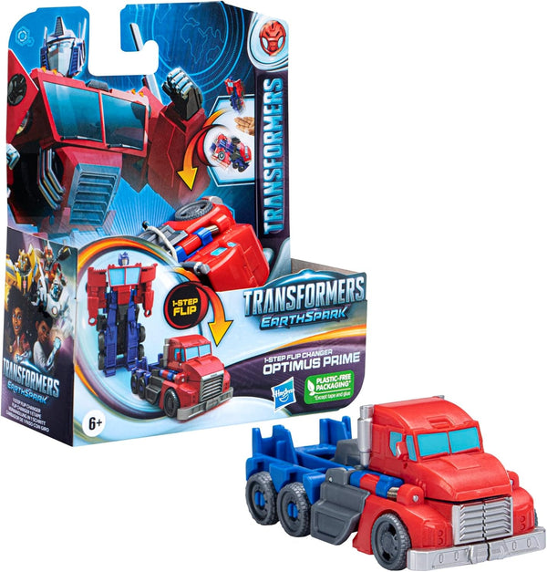 Jucărie Transformers Earthspark 1-Step Flip Changer Optimus Prime, figurină (10 cm), jucărie robot, vârsta 6+
