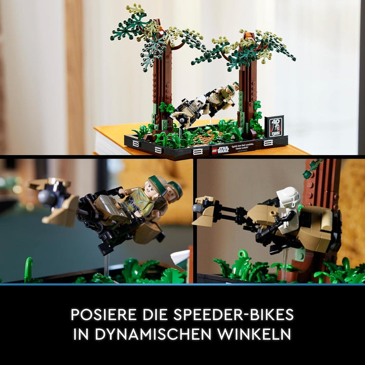 LEGO 75353 Star Wars Pursuit on Endor - Set Diorama, Întoarcerea Cavalerilor Jedi cu Luke Skywalker, Prințesa Leia & Scout Trooper și Speeder Bikes, 40th Anniversary
