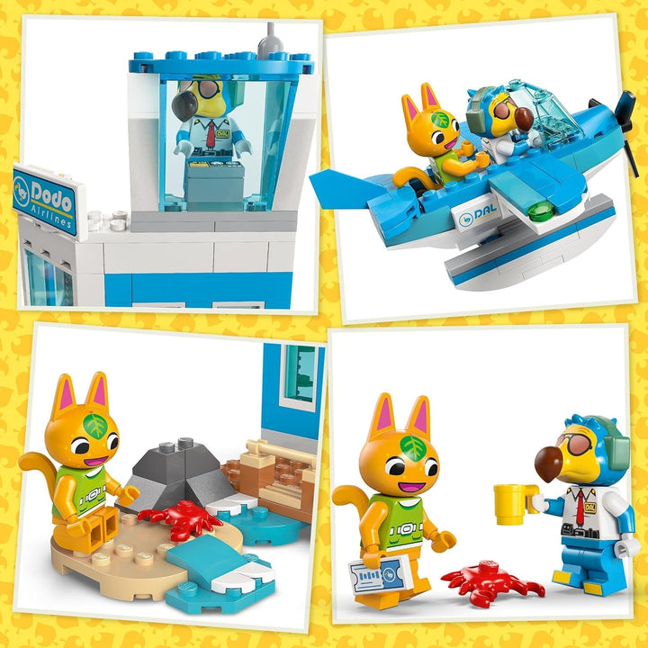 LEGO Animal Crossing Fly with Dodo Airlines, set de jocuri video, jucărie de aeroport, hidroavion și minifigurină pilot, cadou pentru fete și băieți cu vârsta de 7+ 77051