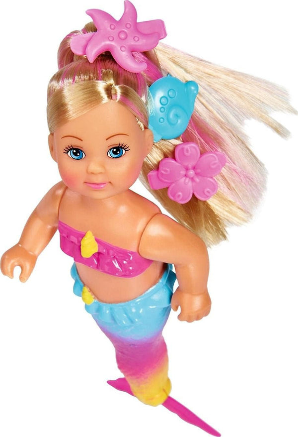Simba 105733318 - Evi Love Swimming Mermaid, Evi ca o sirenă, Poate înota corect, Cu figurină de pește, Păpușă de îmbrăcat, 12cm, Pentru copii de la 3 ani în sus