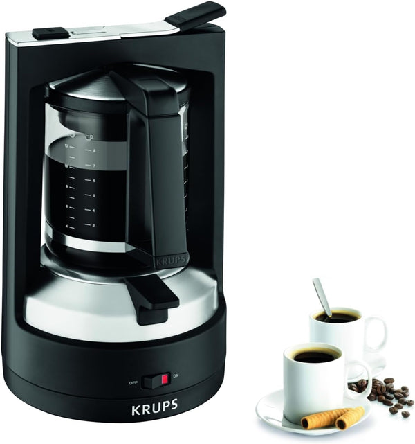 Cafetiera cu filtru Krups T8, 850 Watt, Oprire automată, 8-12 cești, Capacitate 1 litru, Filtru permanent, Comutator on/off iluminat, Ușor de utilizat, Negru, KM4689