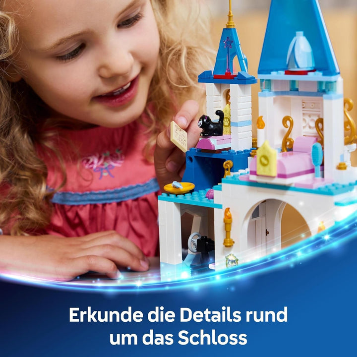 LEGO Ç€ Castelul prințesei Disney Cenușăreasa și trăsura trasă de cai, set pentru fete de la 6 ani, jucărie fantastică cu prințesa Cenușăreasa și prințul fermecător mini păpuși, idee de cadou pentru fanii Disney 43275