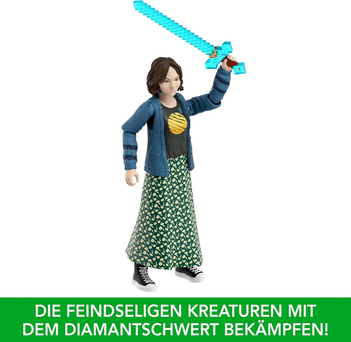 Mattel Minecraft Story Set cu 4 figurine de acțiune și 3 accesorii, Encounters In The Overworld Set, inspirat de un film Minecraft, jucărie de colecție, JFR70