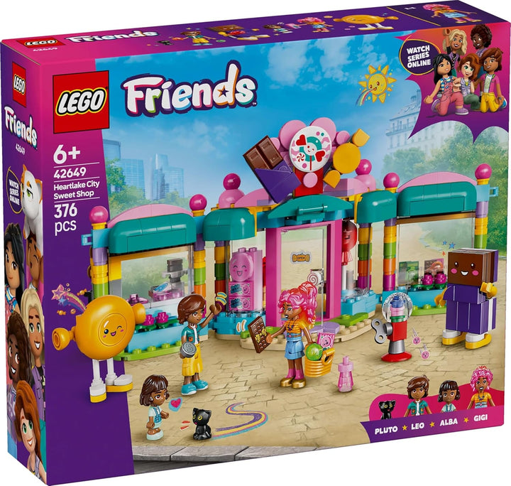 LEGO Friends Heartlake City Shop, set de joacă pentru fete cu vârsta peste 6 ani, joc de rol cu 2 mini-doll-uri, jucărie cu micro-doll și pisică 42649